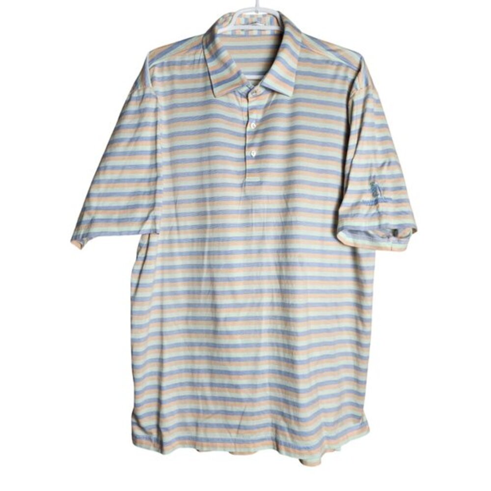 Peter Millar Mens‎ Golf Shirt XL Multicolor Striped Polo Short Sleeve PGA Tour